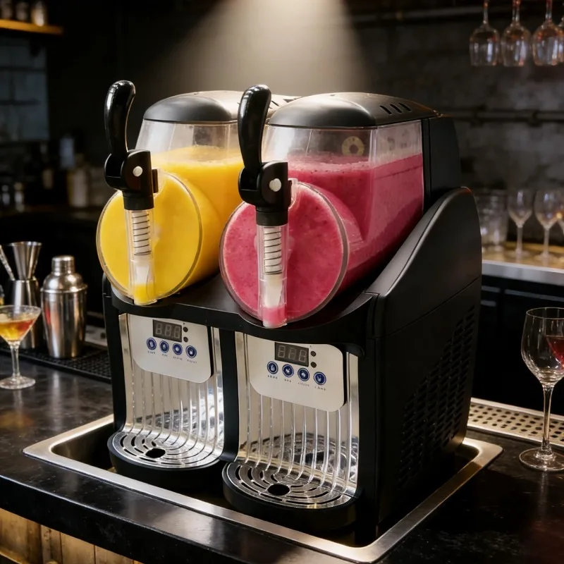 1. Automatic Dual Cylinder Slushy Machine Commercial Ice Smoothie Juice Maker For Beverage Stall Store Use