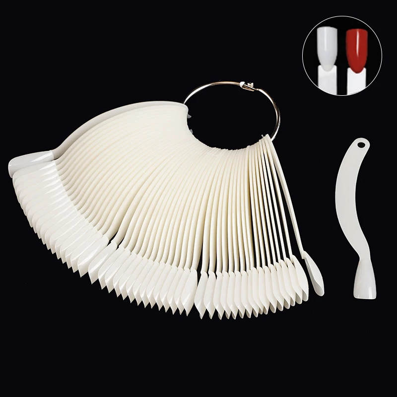 False Nail Art Color Card Color Test Stand Gel Polish Template Fan Shape Nail Art Tips Sample Stand Nail Polish Practice Palette