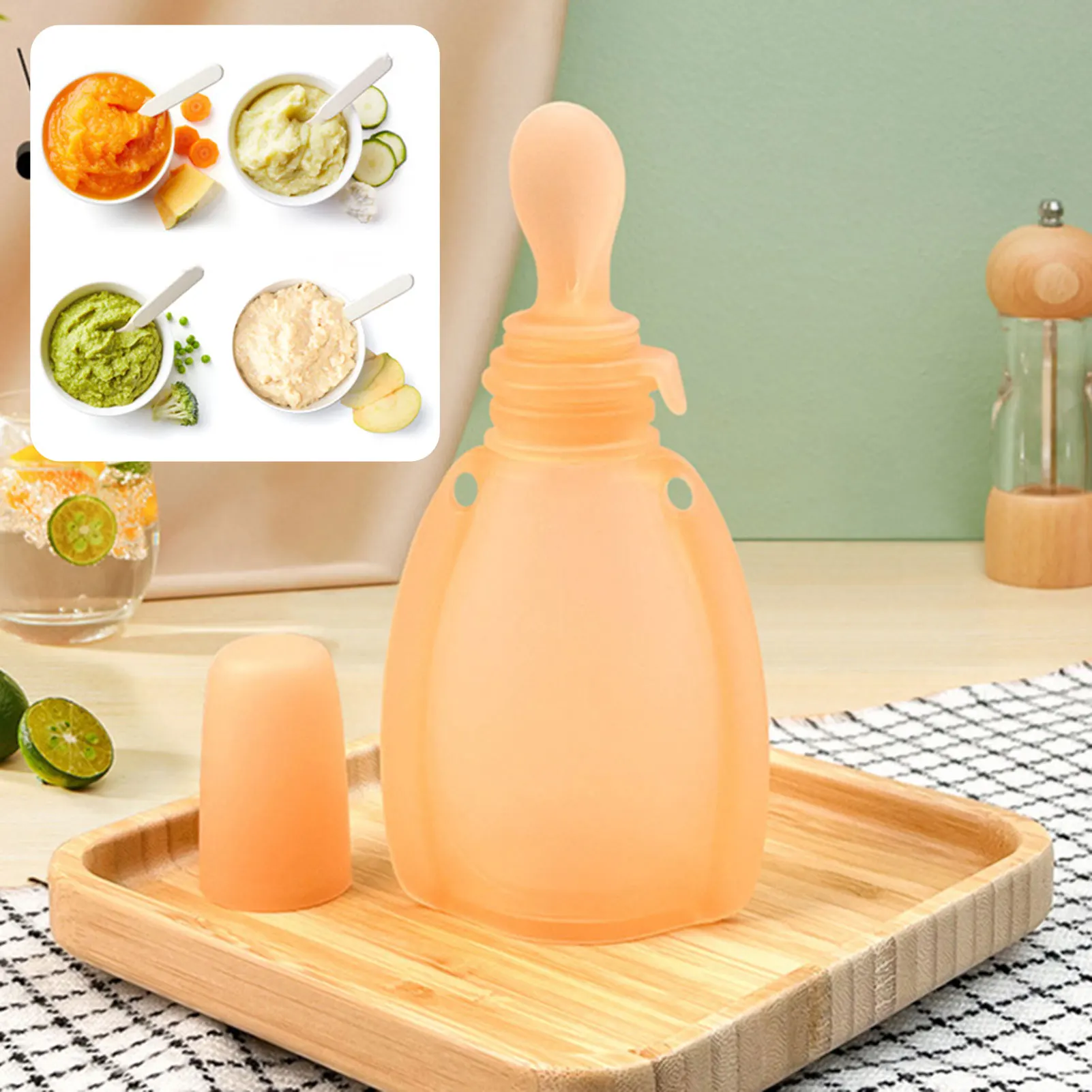 Bolsas de silicona para alimentos de 120ml, bolsa de almacenamiento de leche recargable reutilizable, contenedor de bolsas de comida para bebés exprimibles a prueba de fugas recargables