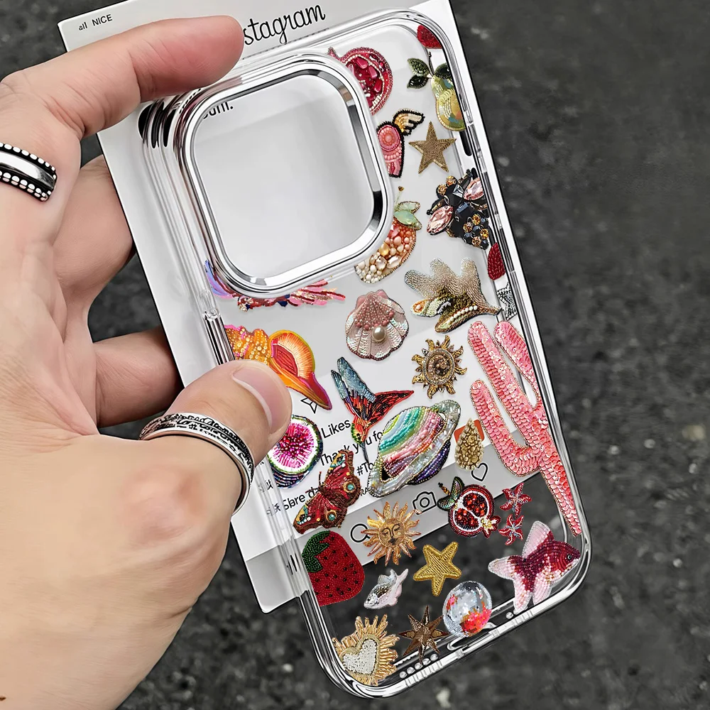 Art Starfish Sun Saturn Fruit Phone Case For IPhone 17 16e 16 15 14 13 12 11 Mini Pro Max X XR XSMAX 8 7 Air Plus Soft Cover