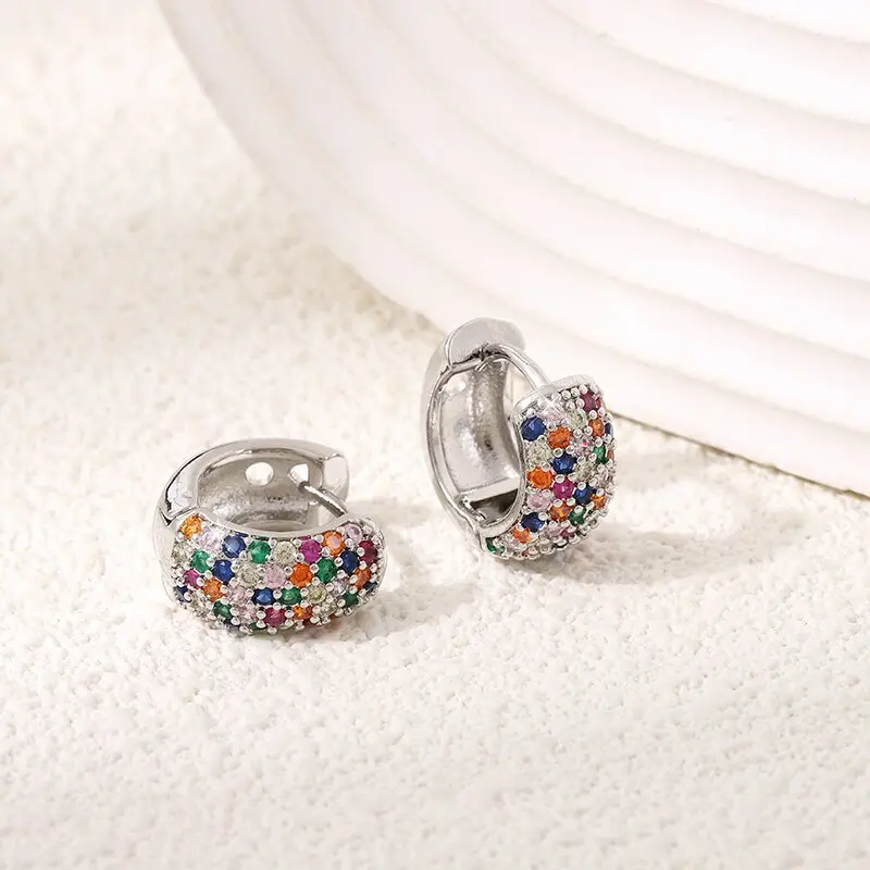 

Plated 925 sterling silver selling personality elegant fashion European and American style color zircon earrings female