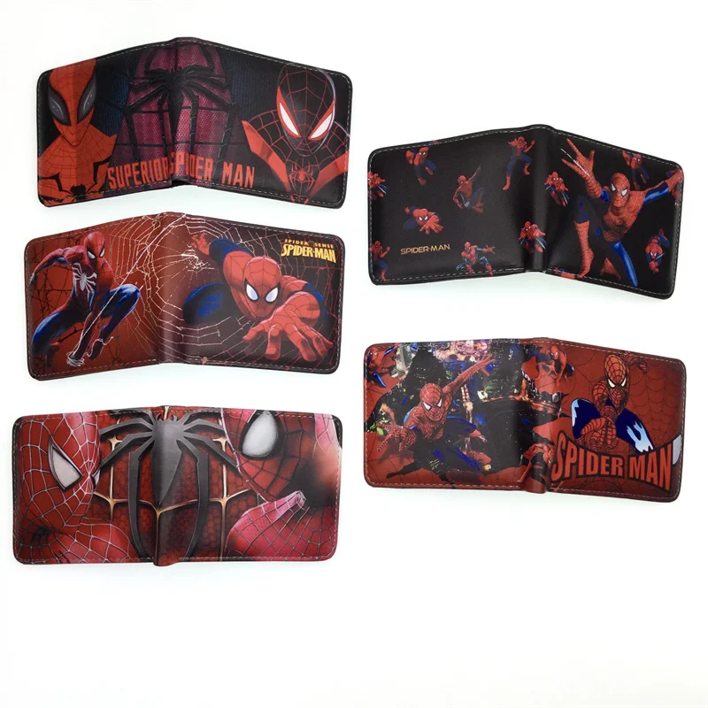 Comics Marvel PU Leather Wallet Superhero Spiderman Purse Zipper Pocket for Young