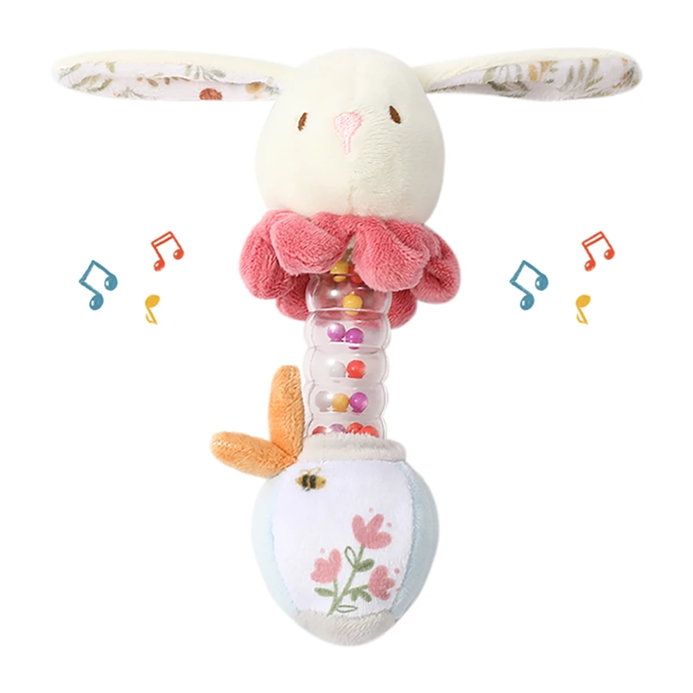 Baby Rattle Toy Soft Cotton Plush Baby Rabbit Shaker Music Beads Sensory Infant Newborn 0-12M Early Development Gifts