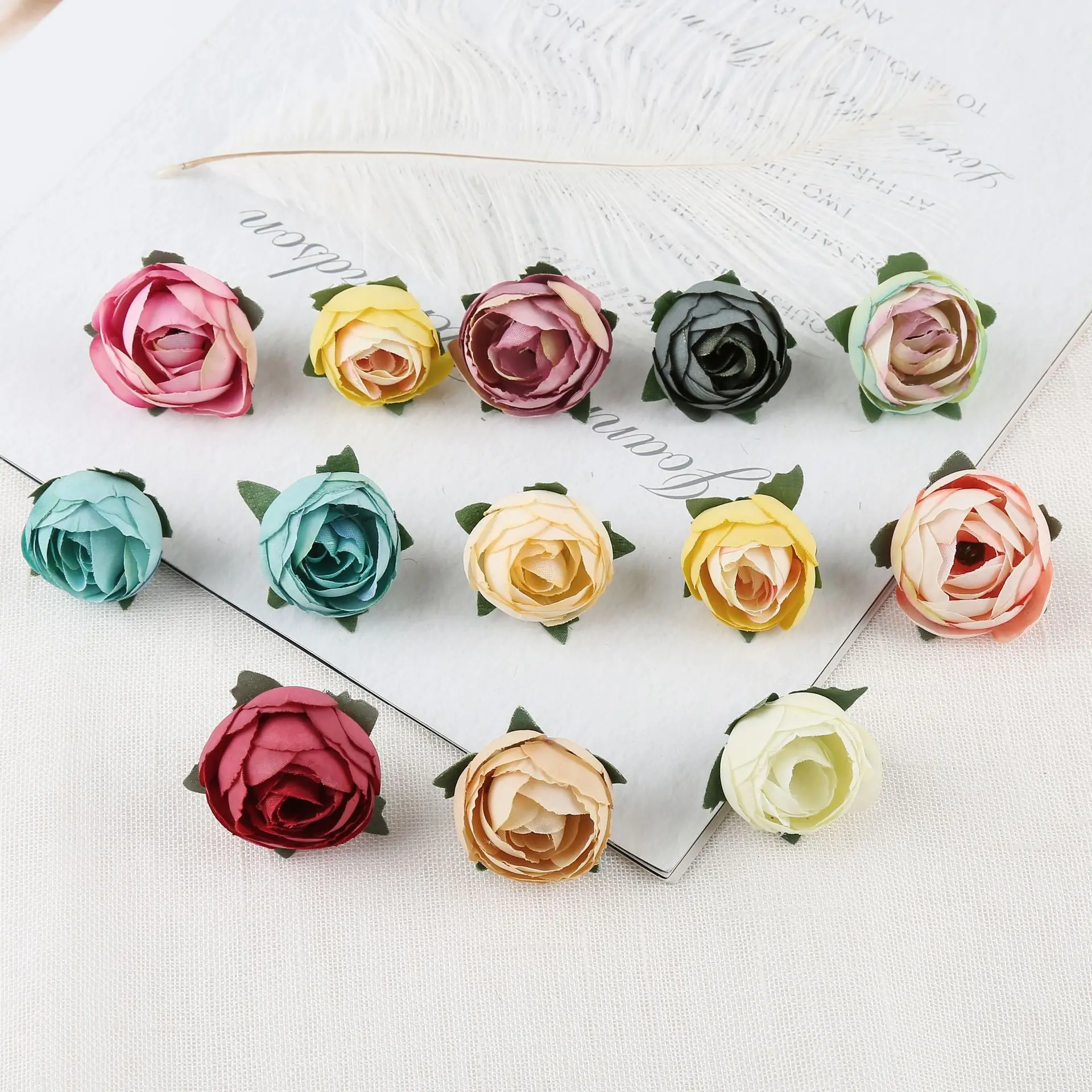 

60PCs Rose Artificial Flowers Head Silk Fake Flowers Wedding Marriage Decoration DIY Bride Wreath Bouquet Gift Box Accessories