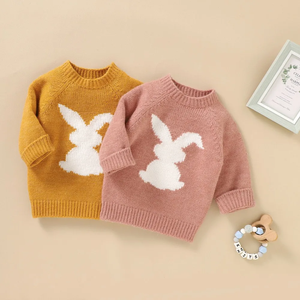 Winter Newborn Boys Girls Pullover Sweater Children Cartoon Rabbit Infant Kids Sweatersuit Warm Casual Knitwear Toddler Clothes