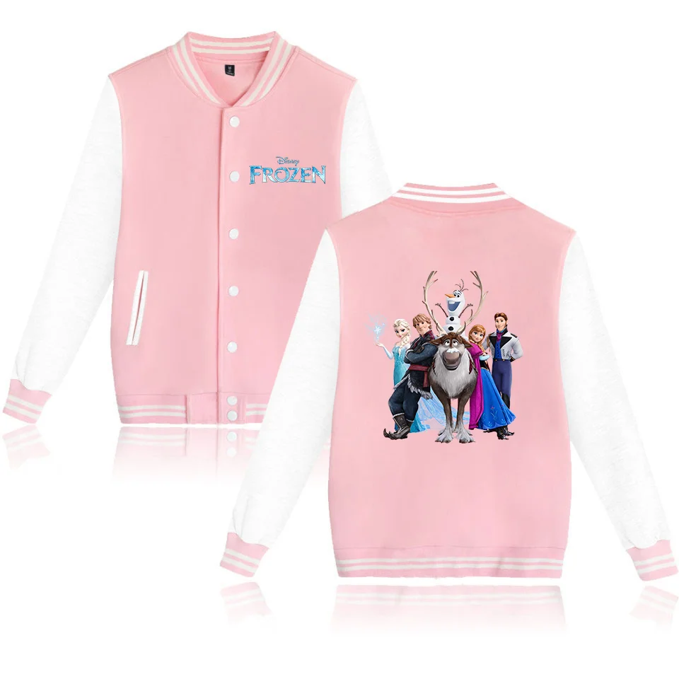 Frozen Anna Elsa Baseball College Jacket Oversized Men Clothes Harajuku jacket Personality Street coats Anime Jacket Costume kid