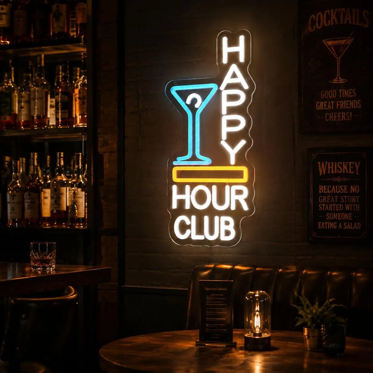 Happy Hour Club Neon Sign Led Neon Light For Bar Club Pub Man Cave Restaurant Lounge Party Wall Art Decor Gift Business Signage