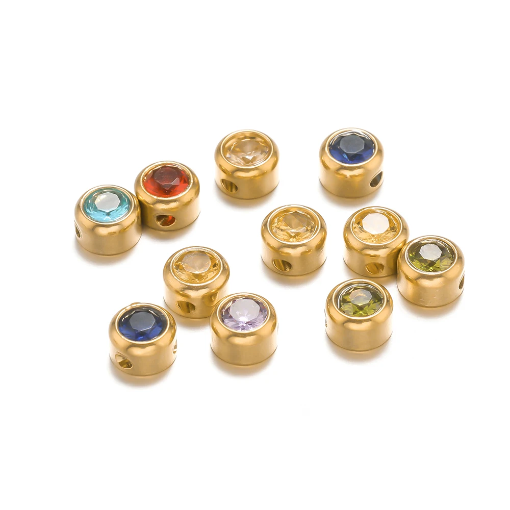 10 Stück Edelstahl 6mm Runde Zirkon-Abstandsperlen für Schmuckherstellung DIY Halsketten Armbänder Zubehör Ohrringe – Detail 5