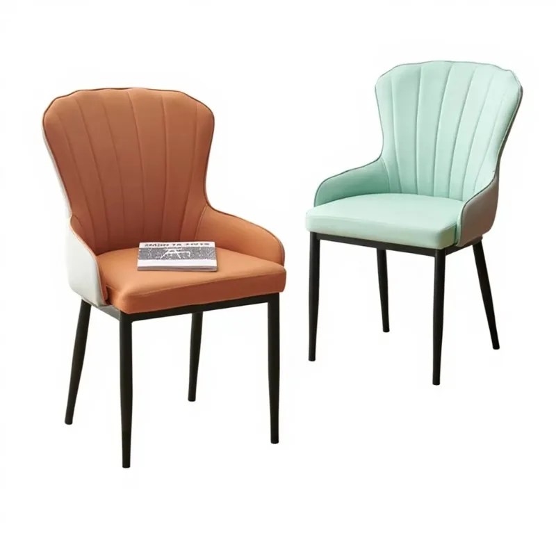 Light Luxury Metal Frame Dining Chair Backrest Home Furniture Small Apartment Designer Style Modern Minimalist Casual