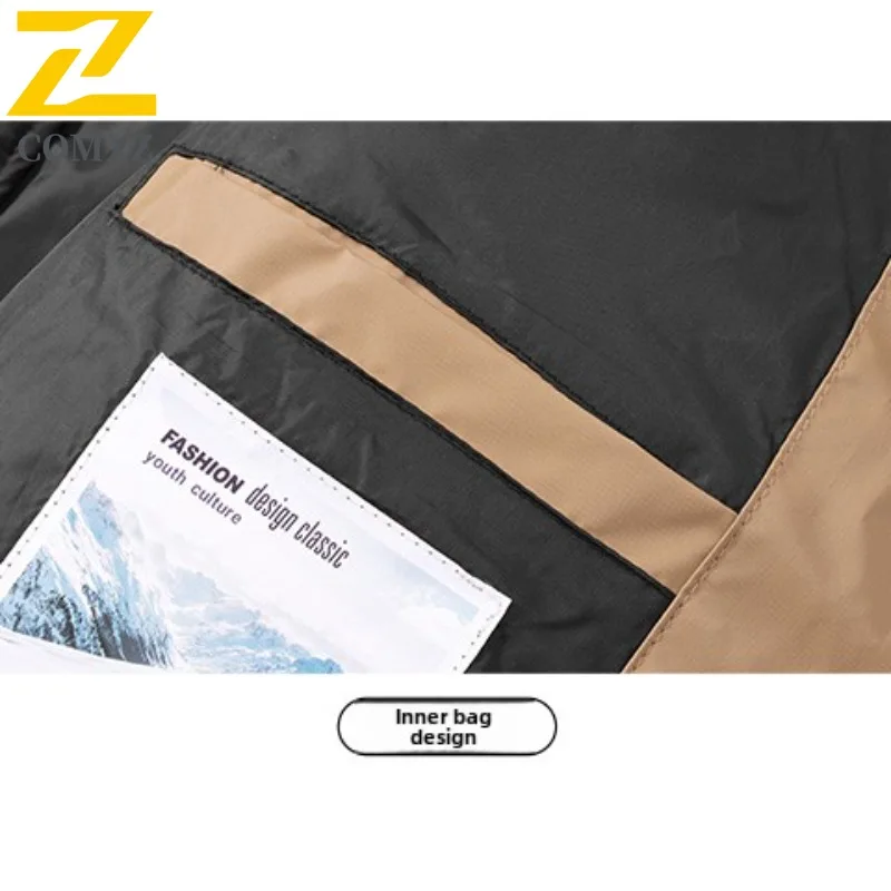 COMXZ Men Down Jacket Autumn Winter New Camping Windproof White Duck Down Hooded Casual Versatile Trendy Solid Color Outerwear