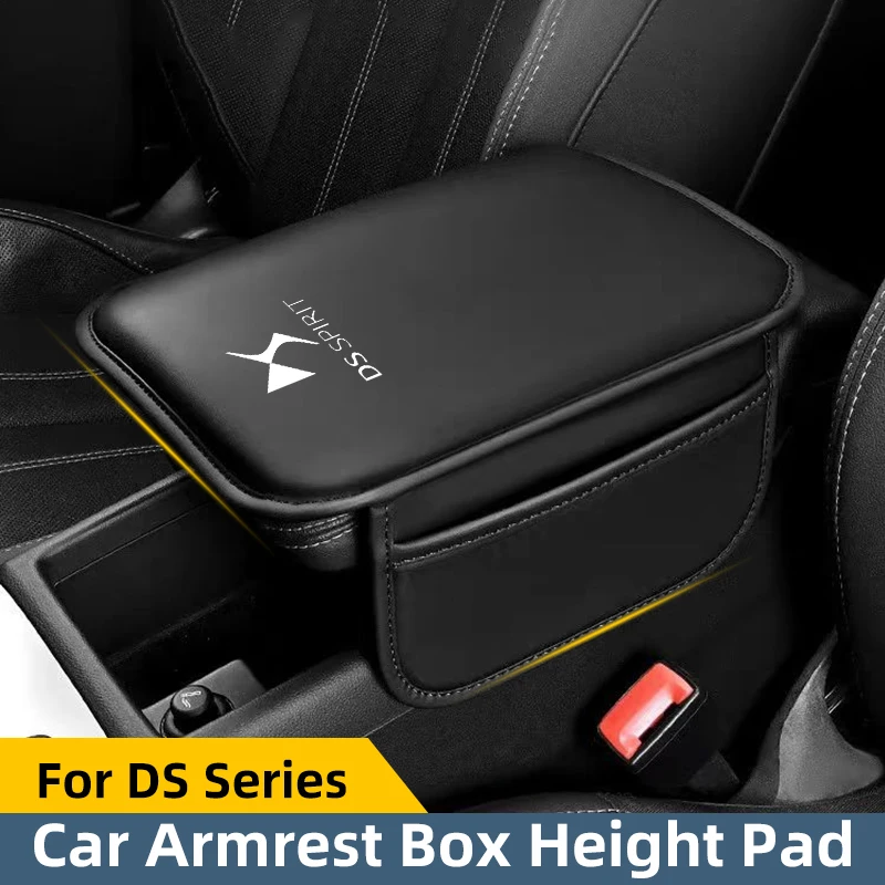 Car Armrest Box Pad Leather Cushion Storage Pocket Elbow Height Support Styling Accessories For DS SPIRIT DS3 DS4 DS5 DS6 DS7