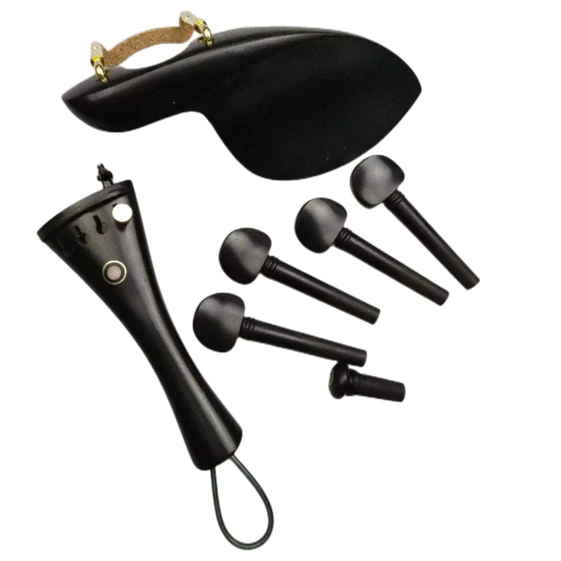

4/4 Violin Accessories Ebony Wood 3/4Fiddle Parts Fittings With Matel Clamp Bracket 3/4 Violin Pegs Tailpiece Endpin 1/2-1/4