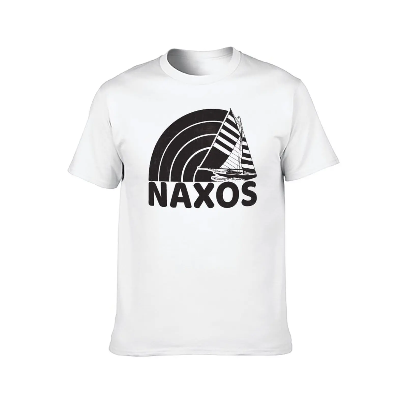 Naxos تي شيرت تصميم الإبحار رجل القطن عطلة سوداء للقمصان التي شيرت رجل ناعم ريترو