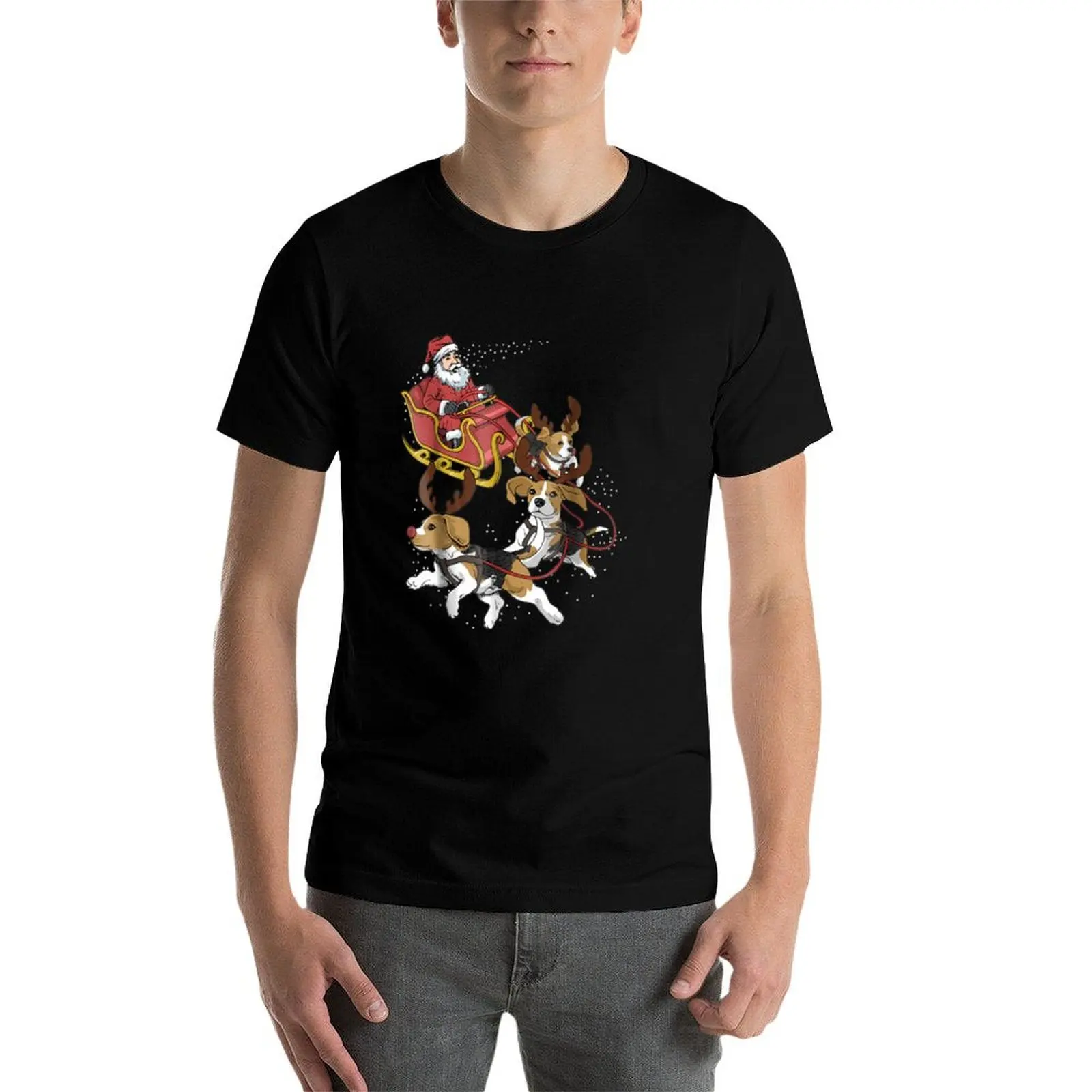 Funny Beagle Christmas Tee For Cute Dog Lovers T-Shirt No Iron Casual Short Sleeve Top T-Shirt view 4