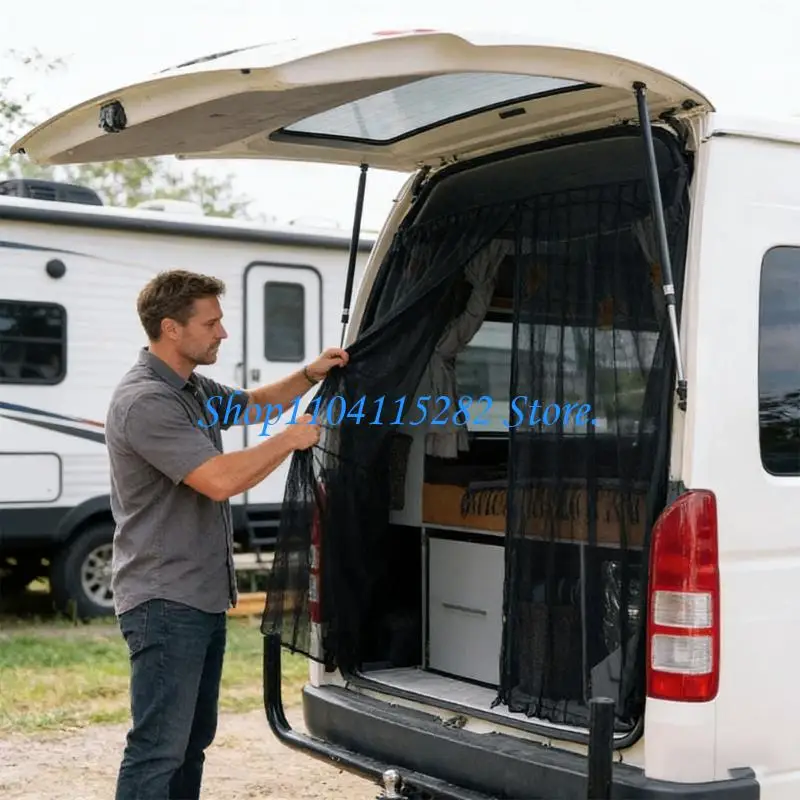 155x146cm Vehicle Fly Net Door Closure Mesh Curtain For Air Circulation And