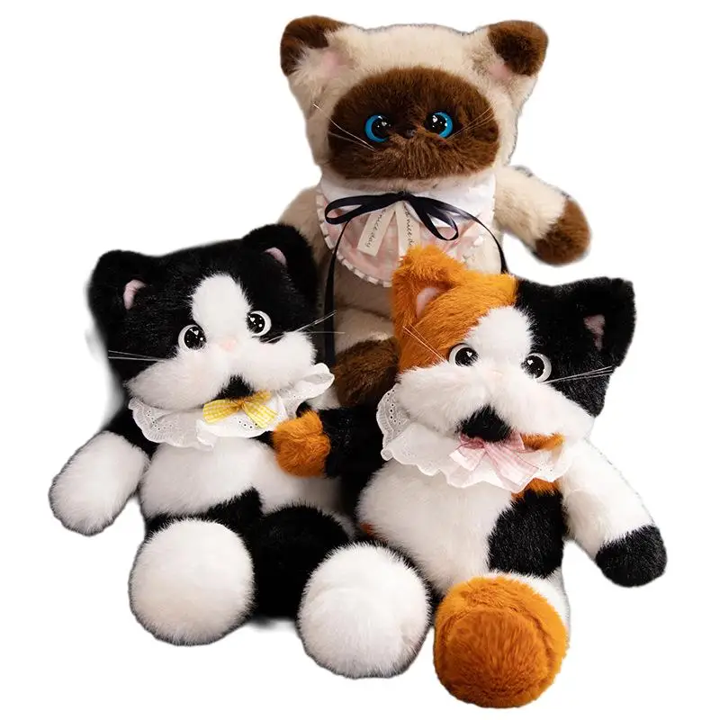 45/60cm kawaii doce gato brinquedo de pelúcia recheado fofo preto & branco gergelim 3 cores gatinho animal travesseiro dormir companheiro presente