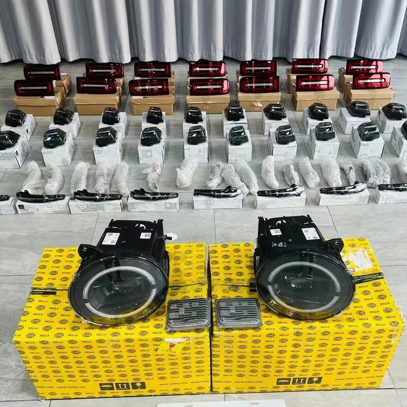 For 2019-2024 Mercedes G63 Headlights W463 W464 Black LED DRL With Rearview Mirror Light New Condition 8000k Color Temperature