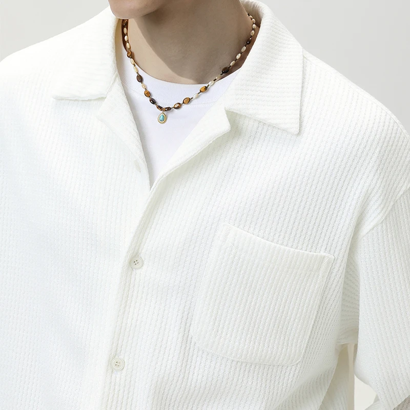 قمصان كلاسيكية بلون واحد للرجال بأكمام طويلة وأزرار علوية قميص غير رسمي لربيع وخريف 2026 قمصان رجالية أنيقة من المال القديم #3