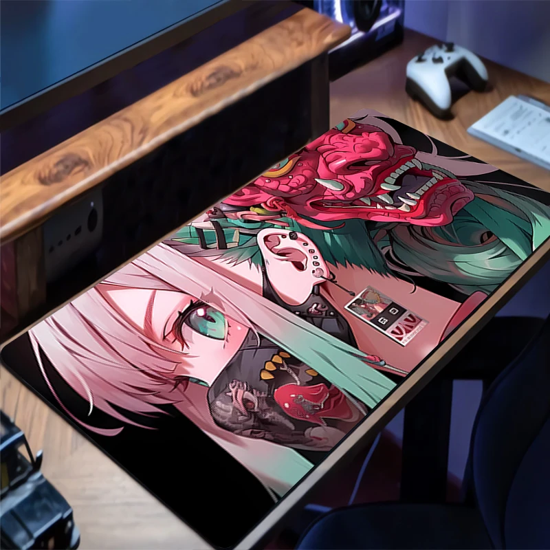 

Mouse Pad Design Non-Slip Desk Mat Gaming Devil Oni Mask Accessories Stitched Edges For Home And Game For Gamer Mousepad