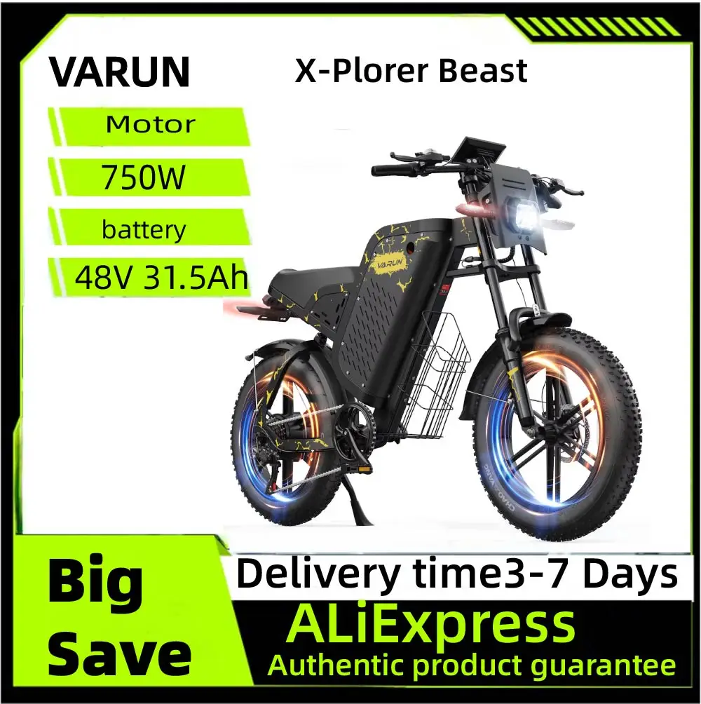 

VARUN X-Plorer Beast Adult E-bike,750W Motor Man's ebike 48V31.5AH Battery Electric Bike 20'' Tire All-Terrain Electric Bicycle