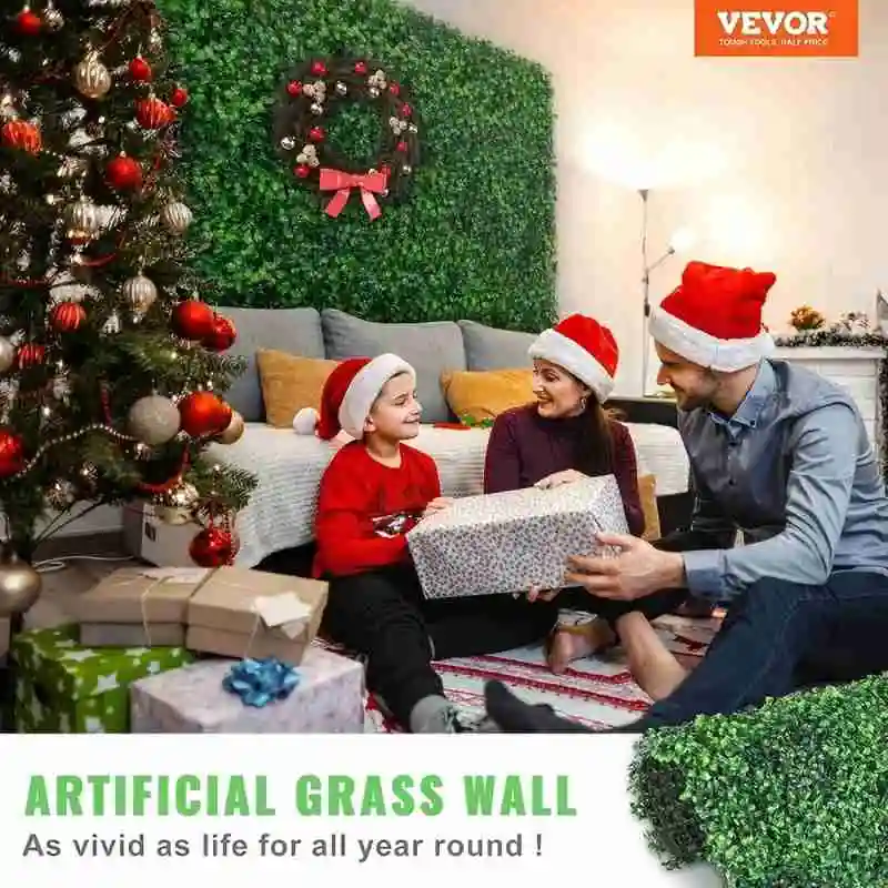 VEVOR Artificial Boxwood Panel UV 24pcs Boxwood Hedge Wall Panels Artificial Grass Backdrop Wall 20