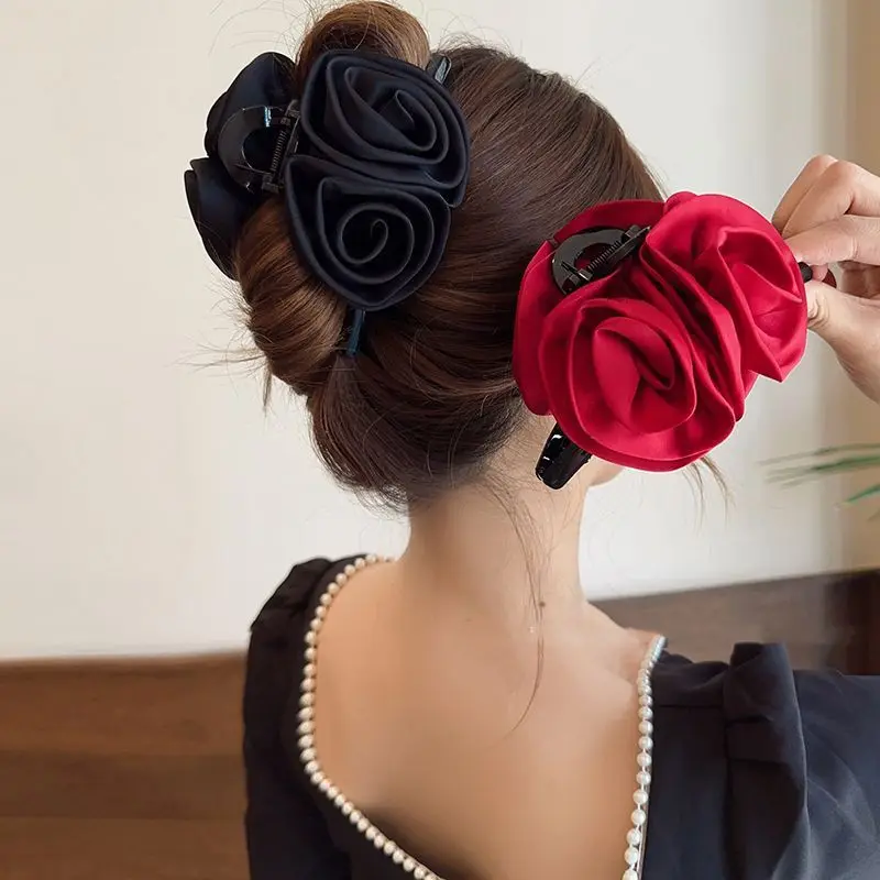 French Rose Hair Claw Clips Temperament Elegant Hairpin Women Princess Headdress Fashion Grab Clip Female Hair Accessories