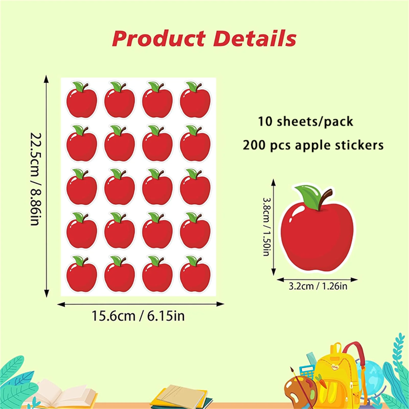 10 Sheets/Pack - 1.26*1.5In/3.2*3.8Cm - 200 Apple-Shaped Label Stickers, Encouragement and Reward Label Stickers, Gift Box Packaging Decoration Label Stickers, Christmas Eve Atmosphere Label Stickers, Red Apple Stickers