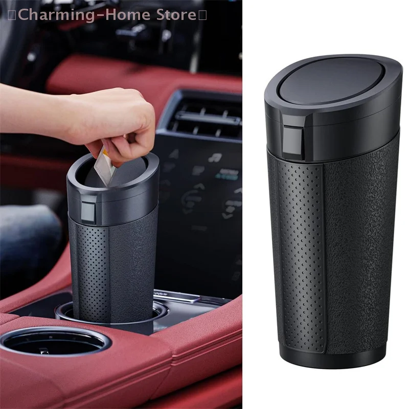 【M】Universal Car Trash Can, TPE Soft Cup-Shaped Mini Dustbin, Portable Vehicle Garbage Bin with Lid for Interior Organization
