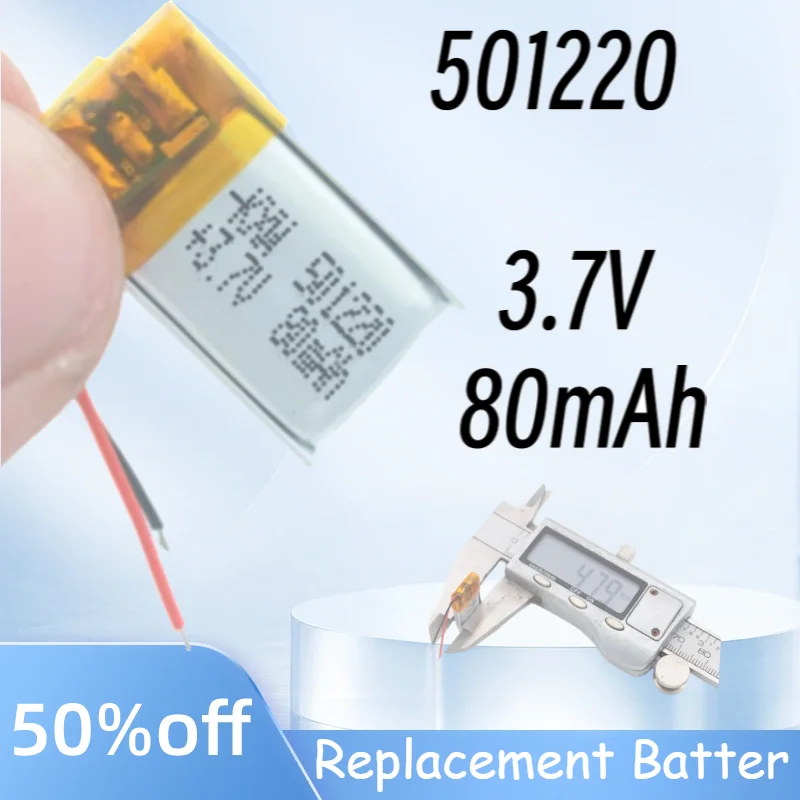 Real Capacity 501220 3.7V 80mAh Polymer Lithium Rechargeable Battery for Watch, Bluetooth Headset, Beauty Instrument 051220 Mini