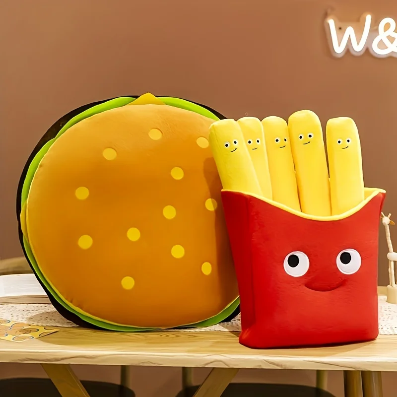 Creative Cute French Fries Hamburger Pizza Ornament Couple Style Plush Toy Doll Small Doll For Girls Boys Birthday Gift