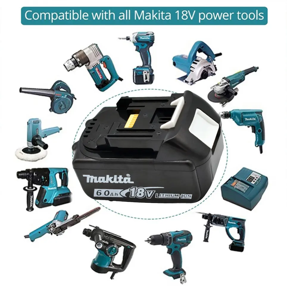 Makita 100% oryginalny 18V Makita 6000mAh litowo-jonowy akumulator elektronarzędzie 18V wymienna bateria BL1860 BL1830 BL1850 BL1860 BL1860 BL1850 BL1860B