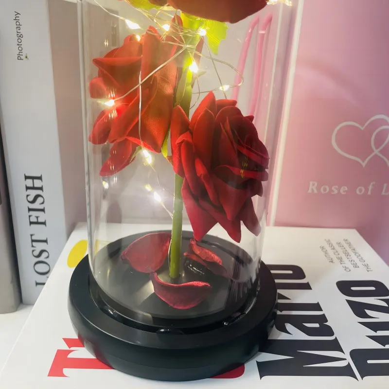 Rose Light Beautiful Realistic Looking Night Light Rose Eternal Flower Party Supplies LED Simulation Rose Flower Valentine\'s Day