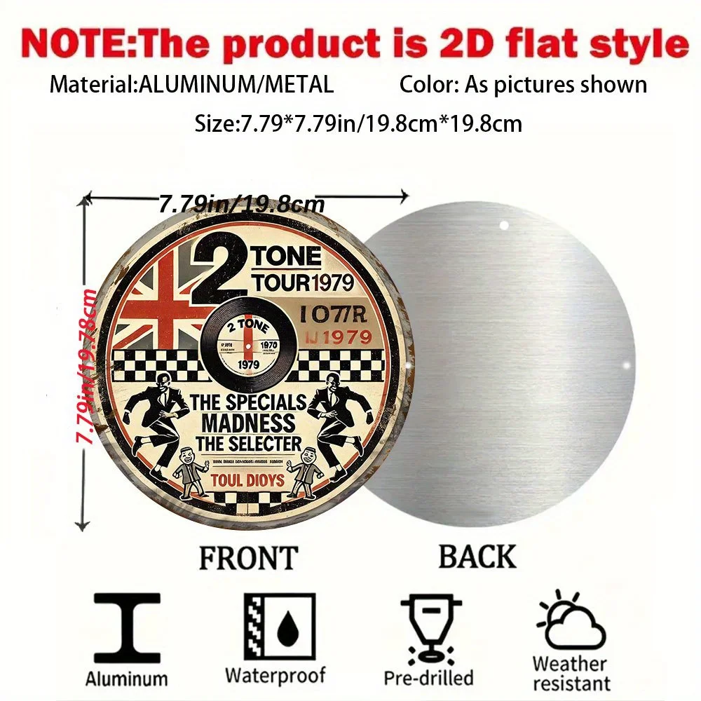 ملصق عتيق 2D مسطح بلونين 1979 - لافتة فنية جدارية من الألومنيوم متينة لمحبي الموسيقى، لوحة معلقة داخلية/خارجية #2