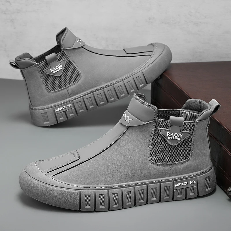 

Four Season High Top Chelsea Sneakers, Slip Resistant and Durable, Suitable for Lazy People and Casual Men's Shoes