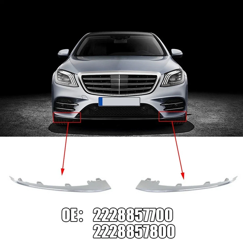Pair Chrome Front Bumper Trims Scratch Resistant Stylish Replacement 2228857700/800 for Benz S‑Class W222 450 560 2018 2020