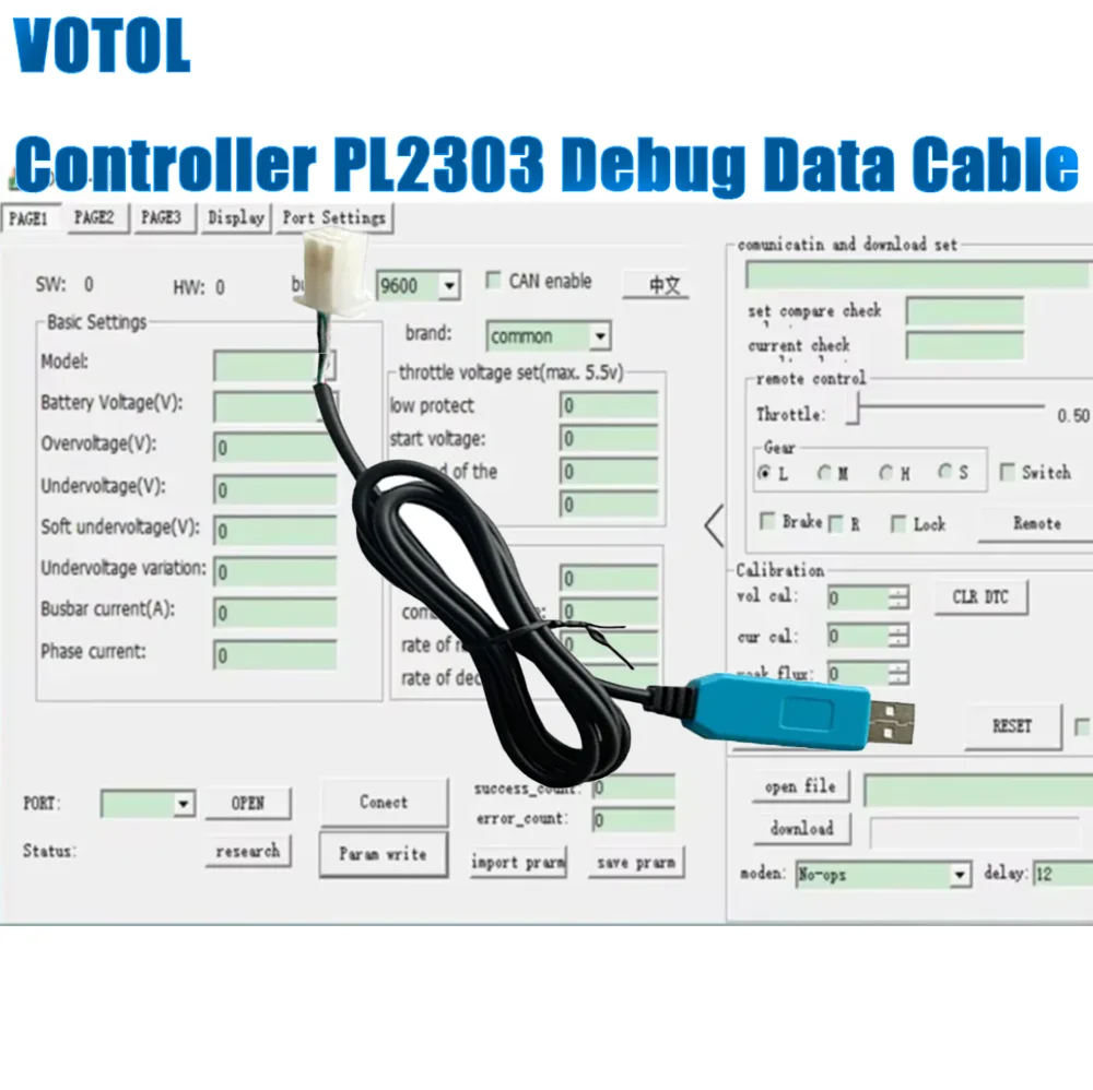 

NEW VOTOL Controller USB PL2303 EM30 EM50 EM80 EM100 EM150 USB Cable Data Cable for Adjusting Controller Parameters
