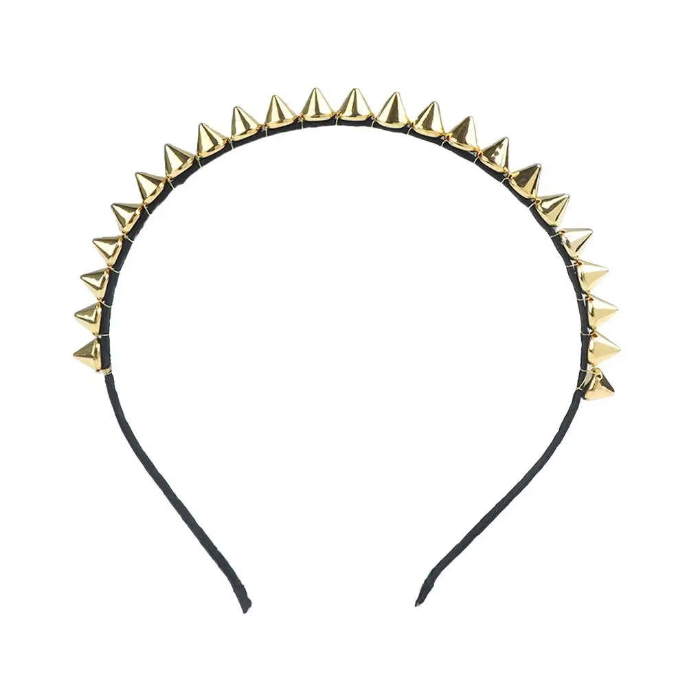 Punk Cool Charismatic Lady Studded Metal Jewelry Party Rock Spike Hair Band Headband Hair Clips Rivets
