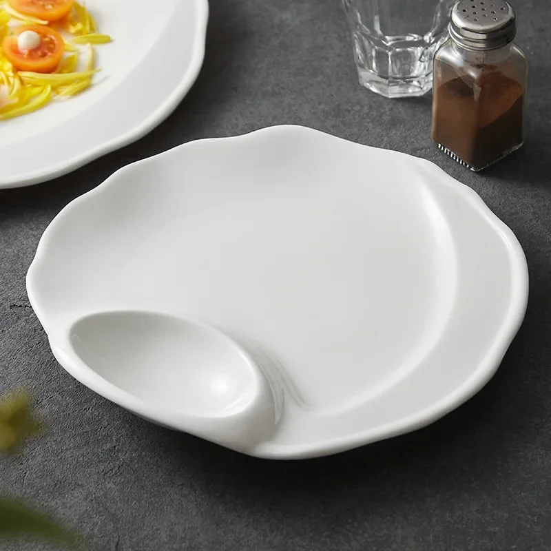 Household creative tableware High-end hotel restaurant Mother and child vegetable White scorched shrimp with vinegar