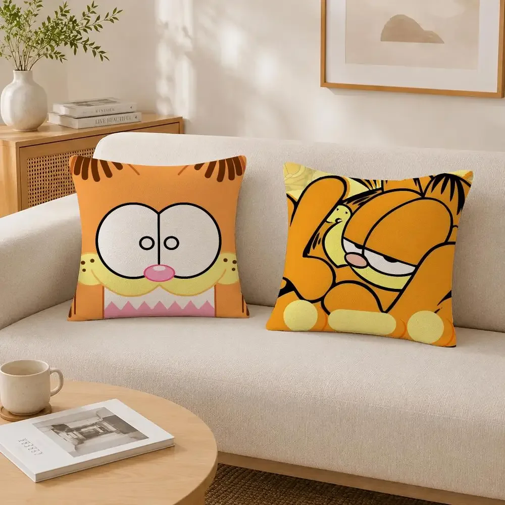 Cartoon Character Garfield Cushion Cover Soft Fluffy Short Plush  Pillow Case Throw Decorative for Sofa Bedroom Home Decor