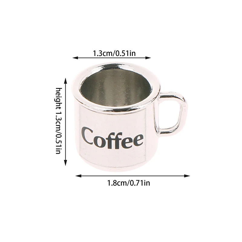 Mini taza de té y café de Metal para casa de muñecas, accesorios de cocina, juguetes de decoración para casa de muñecas, alta calidad, 1/12, 1 ud.