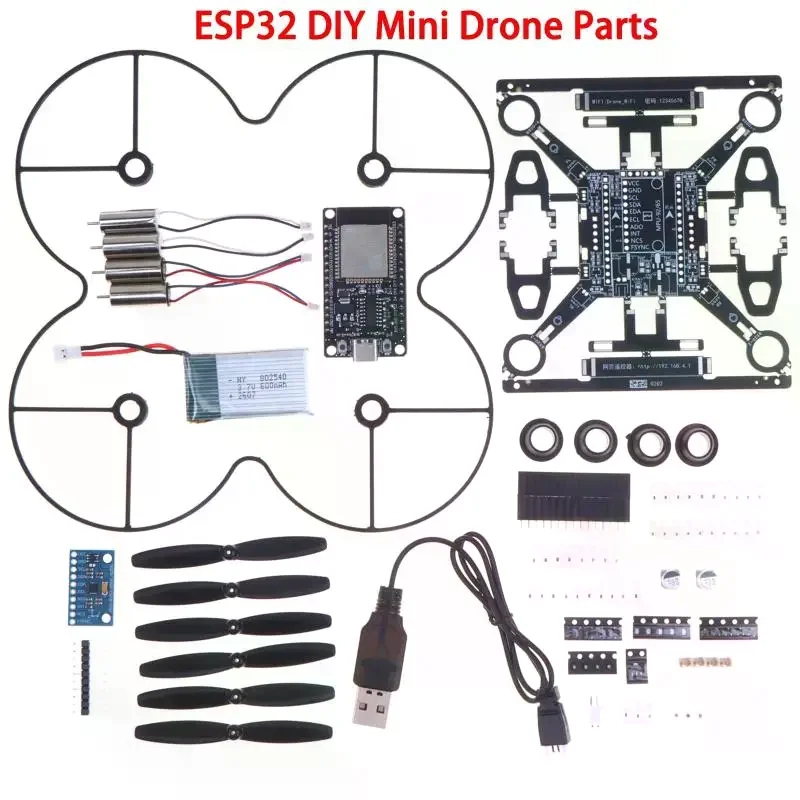 ESP32 Open‑Source Mini Drone Kit, DIY Self‑Build Quadcopter Complete Assembly Parts Pack For STEM Education, No Battery E1