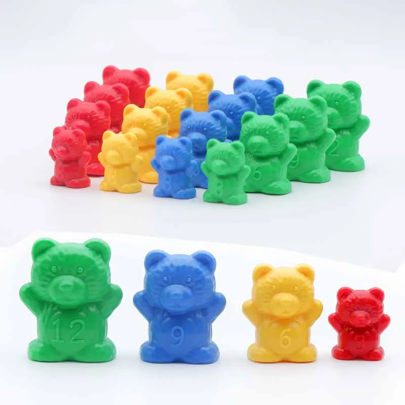 

60Pcs Rainbow Numbers Bear Toys Montessori Enlightenment Math Arithmetic Bear Early Learning Kindergarten Teaching Aids