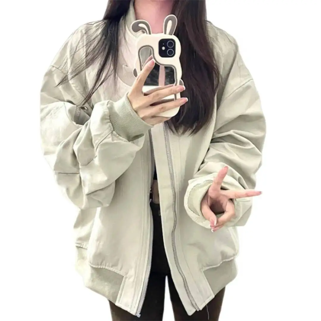 Dames honkbal uniform jas 2025, herfst nieuwe dames vintage bomberjack, stijlvolle retro high street varsity geïnspireerde bovenkleding