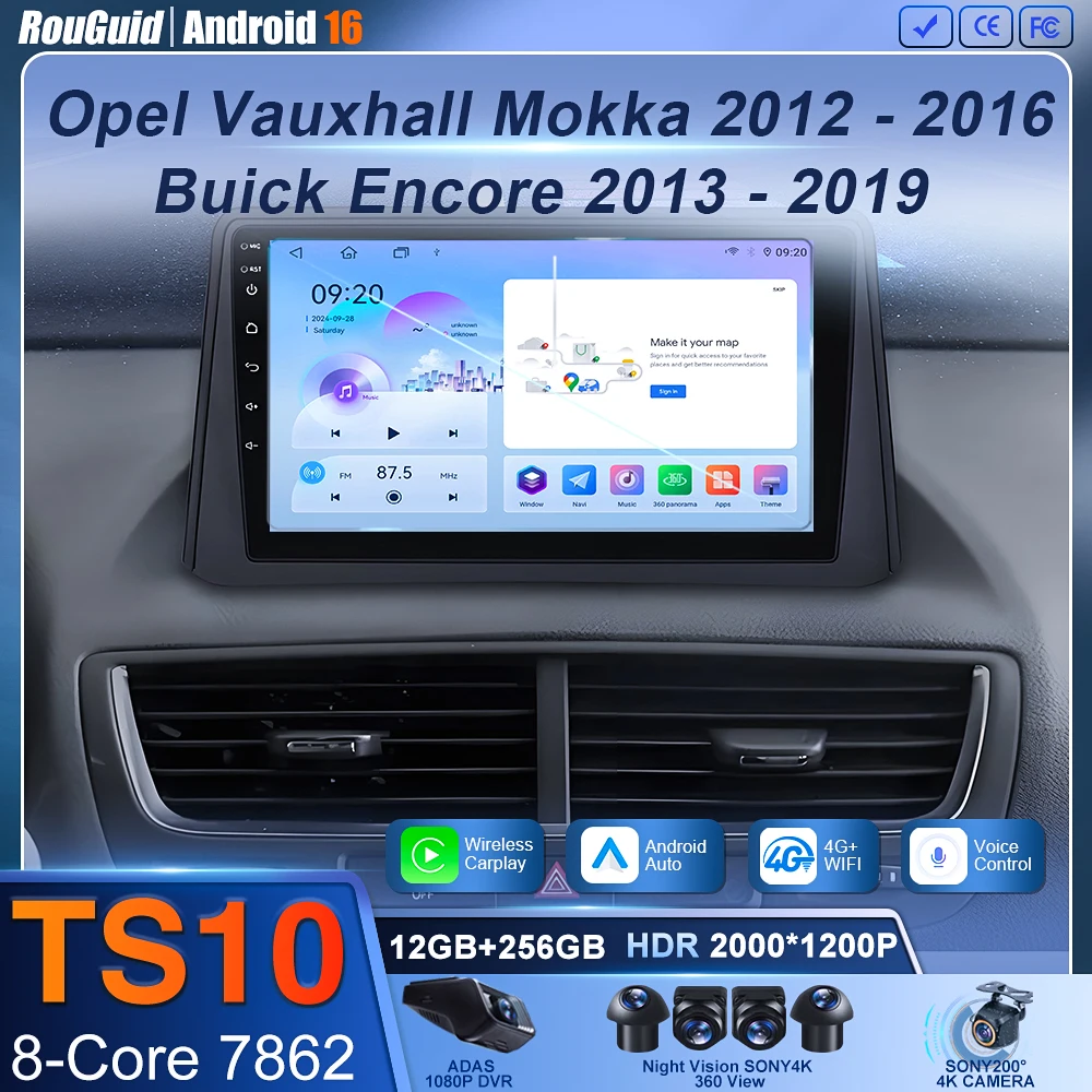Android 16 Car Radio For Opel Vauxhall Mokka 2012 - 2016 For Buick Encore 2013 - 2019 Carplay Android Auto Player Navigation DSP