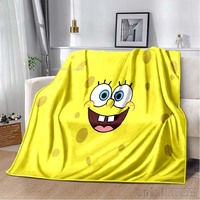 Anime 3D Printed Spongebobs Squarepants Home Kids Blanket Throw for Bed Sofa Decor Fleece Nap Blankets Boys Girls Festival Gift