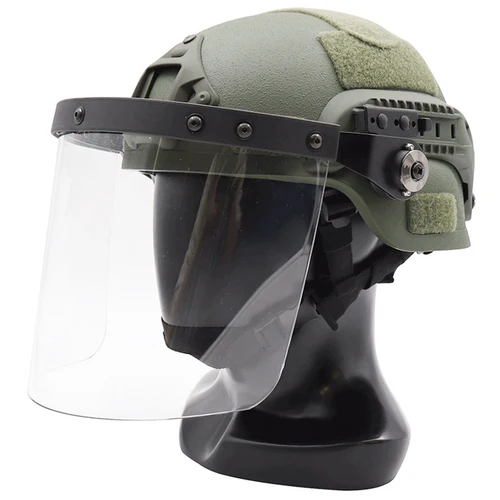 Imagen 2 del producto Casco Táctico FAST/MICH - Visera Transparente de Alta Resistencia Anti-Esturbios |   Protector Facial Resistente a Bolas de Airsoft (Uso Civil)