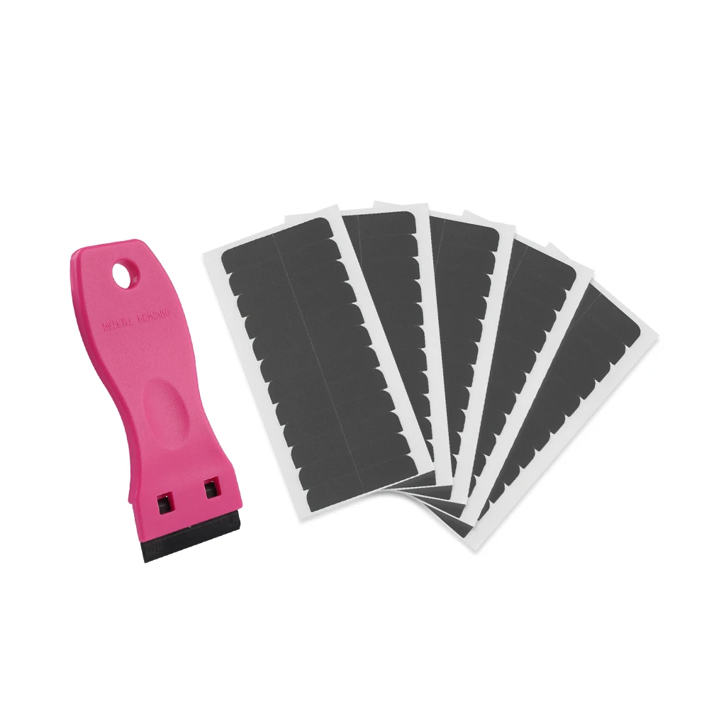 

ARLANY Plastic Razor Scraper with 10pcs Double Edged Plastic Blades Hair Extension Tool for Debris Sticker Label on Glass