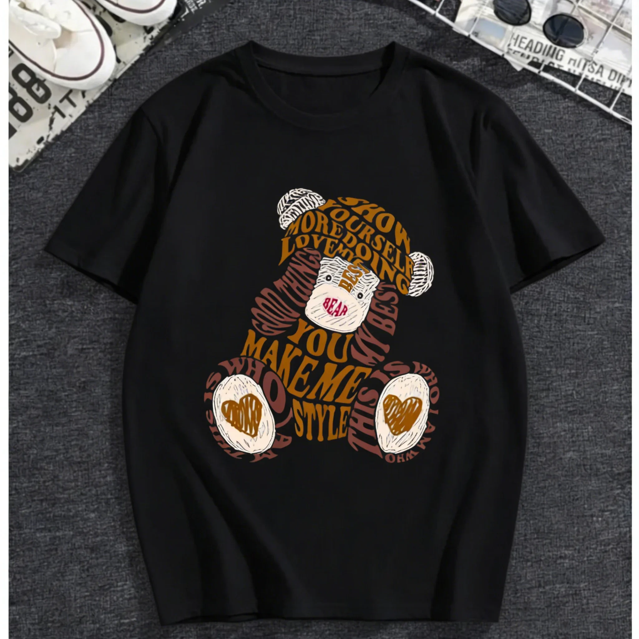 Summer New Men's Fine Shyt Fun Spoof Graphic Print Premium Men's Short Sleeve Crew Neck Comfortable Loose Tee