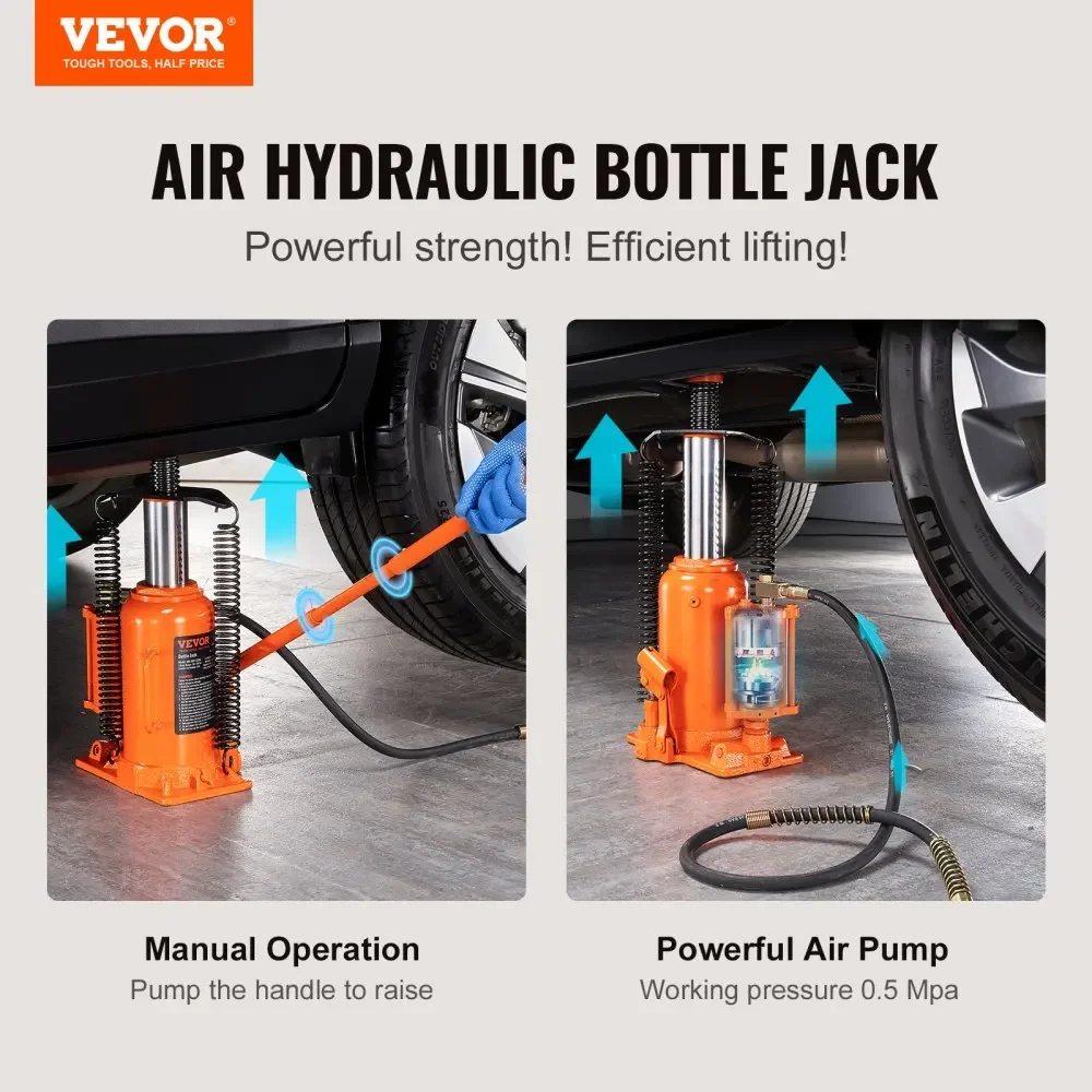 VEVOR Hydraulic Bottle Jack All Welded Bottle Jack  Lifting Range for Pickup Truck  Truck, Car Industrial Engineering