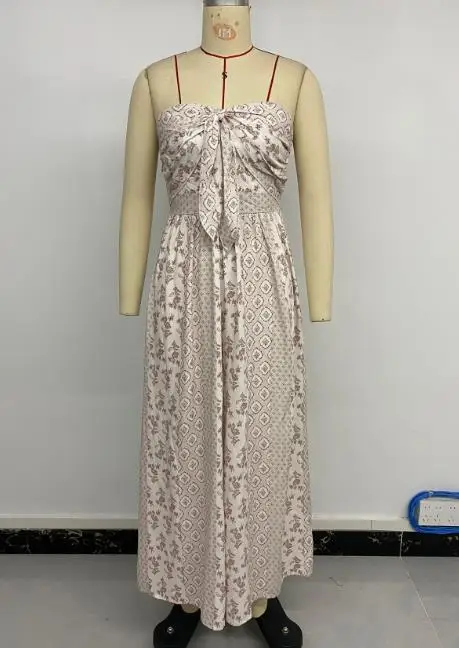 

Женский комбинезон 2023, весна-лето, новый повседневный комбинезон-бандо с геометрическим принтом для отпуска, без рукавов, с высокой талией и широкими штанинами